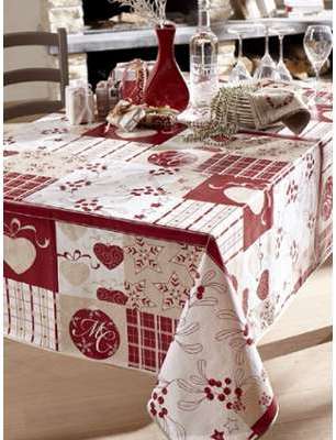 Nappe en toile cirée 140x300 BAIE DE NOEL rouge