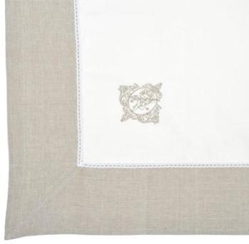 Nappe 150x270cm en coton et lin coloris blanc et b