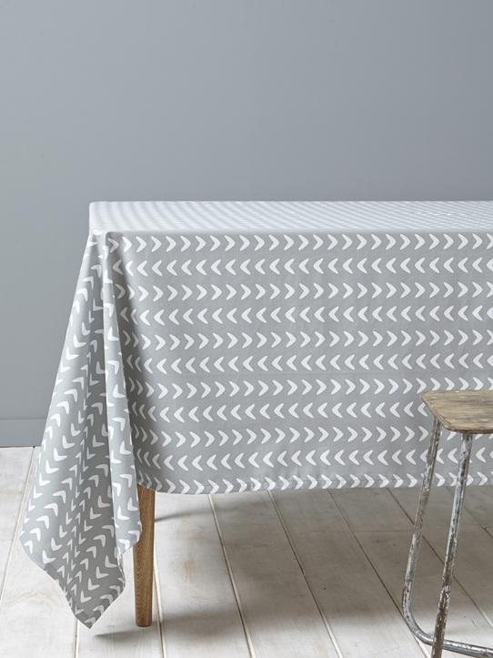 Nappe chevrons coton enduit gris vert