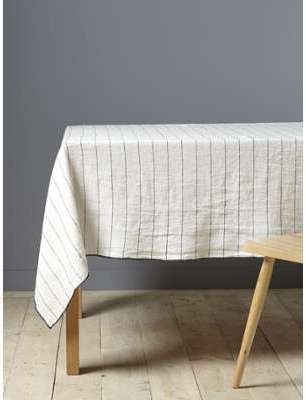 Nappe rayée en lin blanc noir Nappe rayée en lin blanc noir