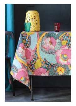Nappe Enduite anti-tache imprimée fleurs vintage