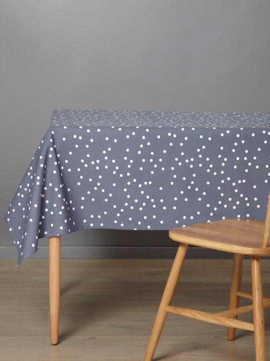 Nappe à pois ou chevrons en coton enduit bleu/pois