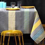 Nappe 100% coton enduit antitache rayure motif géo