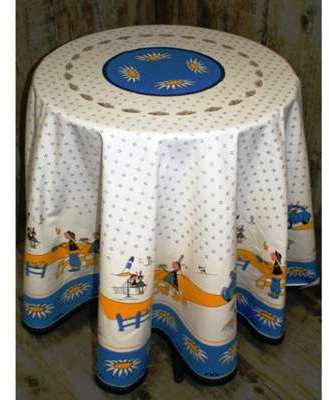 Nappe bretonne ronde avec personnages typiques