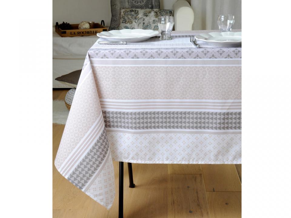 Nappe ronde coton enduit antitache rayures motifs