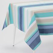 Nappe en coton enduit motif bayadère bleu/gris/bla