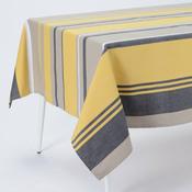 Nappe en coton enduit motif bayadère jaune/gris/an