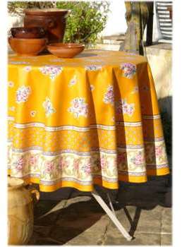 Nappe ronde enduite 160 Nais safran Nappe ronde enduite 160 Nais