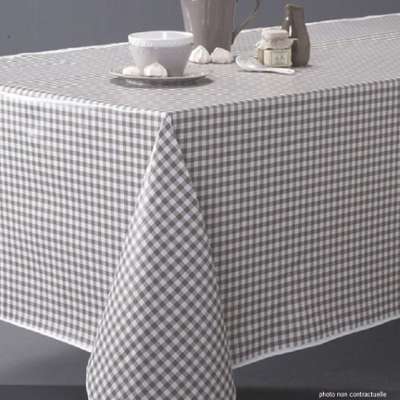 Nappe en toile cirée ronde 170 cm Petit vichy taup