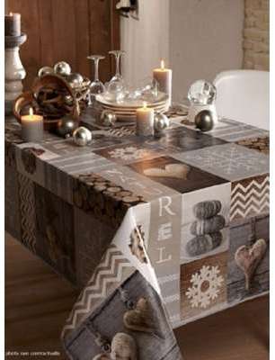 Nappe tissu ronde 180 cm NATUREL gris