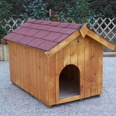 Niche à chien en bois avec toit deux pentes bitumé