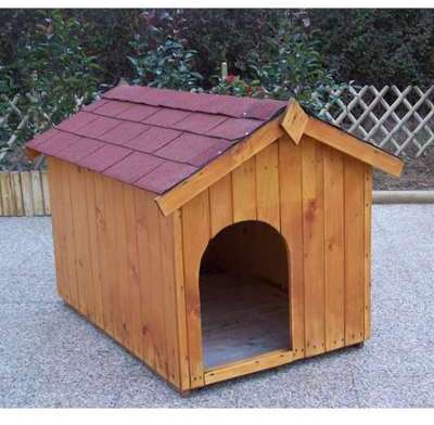 Niche à chien en bois avec toit bitumé et plancher