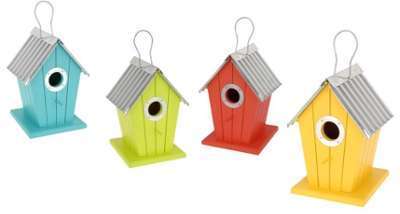 Nichoir à oiseaux coloré bois et métal