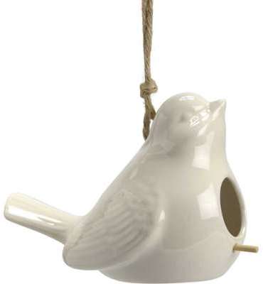 Nichoir oiseau en porcelaine blanche