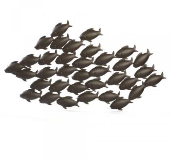 Décoration murale en métal banc de poissons L97cm