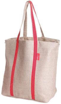 Sac shopping lin naturel et rouge MILIBOO Sac shopping lin naturel et
