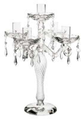 Chandelier à pampilles 5 branches en verre H 30 cm