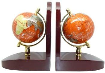 Serre livres globe terrestre orange 9 cm 1 pied