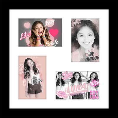 Cadre 38x38cm multi-photos Soy Luna Blanc, Noir