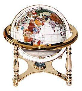 Globe terrestre de bureau 15 cm Blanc 4 pieds doré