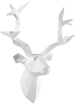 Déco murale tête de cerf blanche 45 x 47 cm ORIGAMI Déco murale tête de cerf blanche