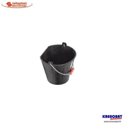 Seau caoutchouc coté plat 17 L anse ronde 6,3 mm a