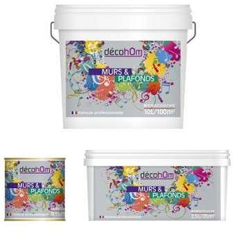 Peinture Murale monocouche couleur Blanc 2,5Litres