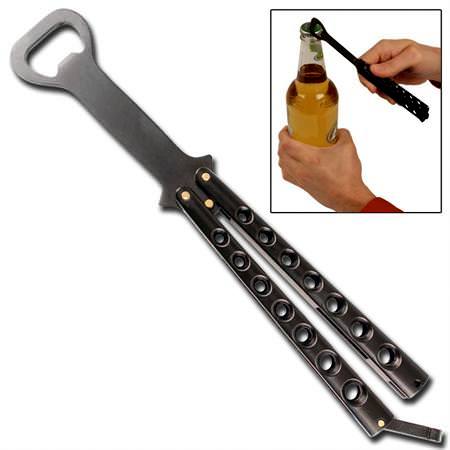 Balisong décapsuleur papillon 21cm - noir acier in