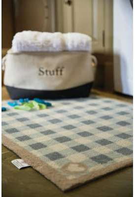Tapis en fibres naturelles à motif vichy 65x85 cm Tapis en fibres naturelles