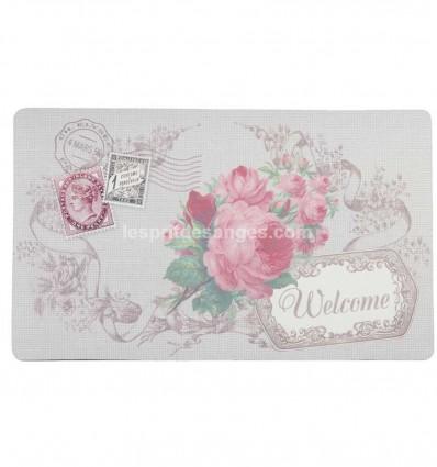 Paillasson shabby chic avec décor de roses. Taille