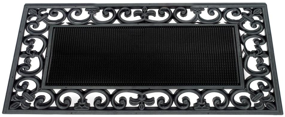Paillasson jardin caoutchouc noir arabesques Paillasson jardin caoutchouc
