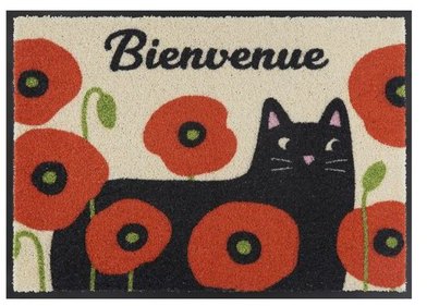 Tapis de propreté Chat et coquelicots 70 x 50 cm Tapis de propreté Chat et
