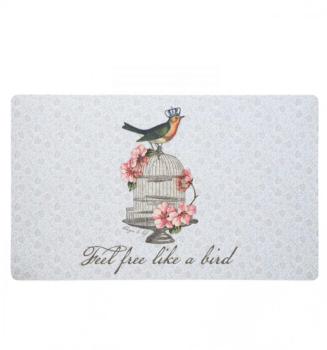 Paillasson shabby chic avec son oiseau couronné et