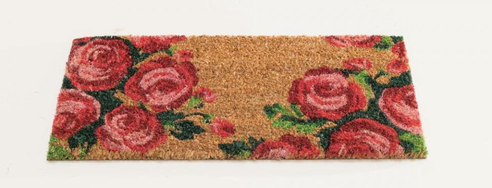 Paillasson à motif en fibre de coco Roses Paillasson à motif en fibre