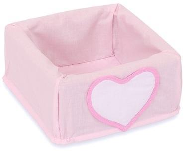 Panier en osier blanc avec housse rose à coeurs Panier en osier blanc avec