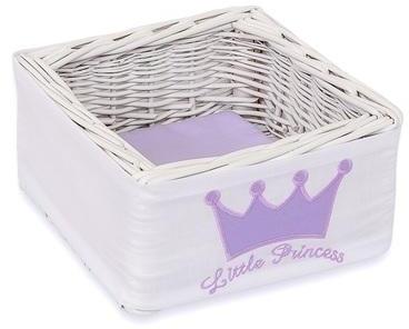 Panier en osier blanc avec bande princesse mauve Panier en osier blanc avec