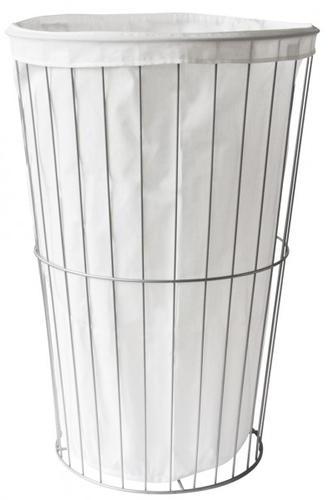 Panier à linge métal et tissu blanc Blanc PLANETE BAIN Panier à linge métal et tissu