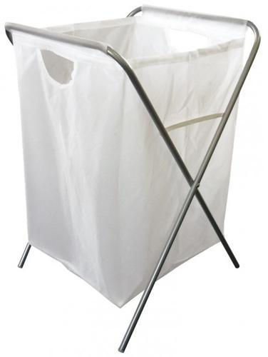 Panier à linge structure métal et tissu blanc Blanc Panier à linge structure métal