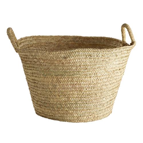 Panier rond en feuille de palmier avec anses Tine