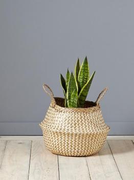 Panier tressé chevrons diam. 42 cm blanc/naturel