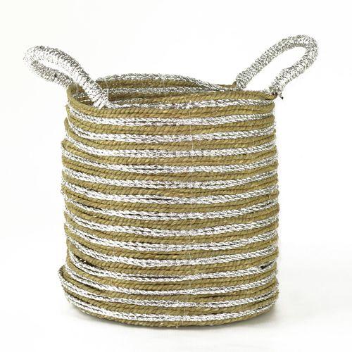 Panier de rangement rond en jacinthe deau (moyen