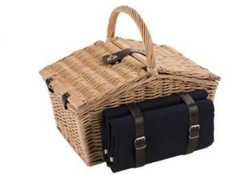 Panier pique-nique 4 personnes avec nappe noir en rotin Panier pique-nique 4 personnes