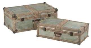 Set de 2 coffres rectangulaires en zinc argent Set de 2 coffres rectangulaires