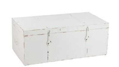 Coffre Rectangulaire En Bois Aspect Use Blanc 115X60X45Cm Coffre Rectangulaire En Bois