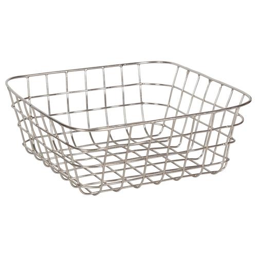 Panier en métal couleur chrome (19,5x19,5xH.7cm)