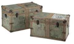 Set de 2 coffres rectangulaires zinc argent medium Set de 2 coffres rectangulaires