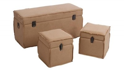 Set De 3 Coffres En Tissu Marron 101X41X43Cm Set De 3 Coffres En Tissu