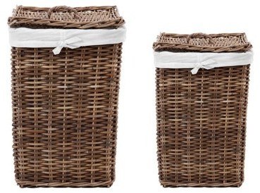Set de 2 panier à linge en rotin JAVA Gris Set de 2 panier à linge en