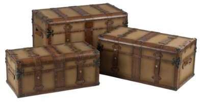 Set de 3 coffres rectangulaires textile marron Set de 3 coffres rectangulaires
