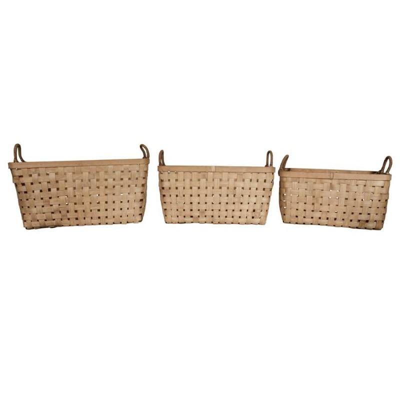 Lot de 3 paniers en bambou et corde 47x30x23 cm naturel Lot de 3 paniers en bambou